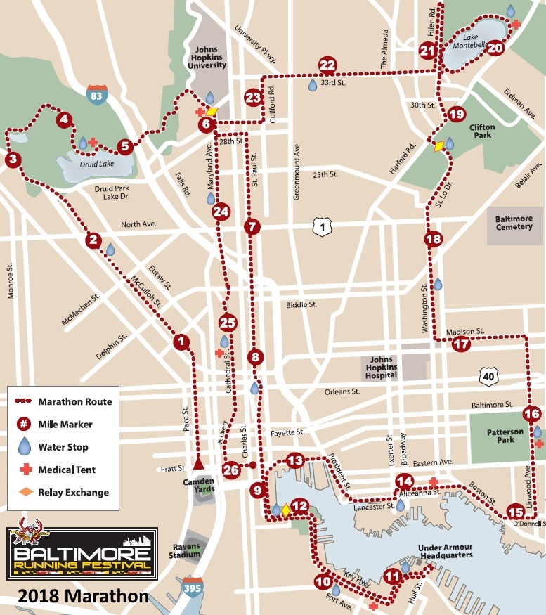Baltimore Marathon course map